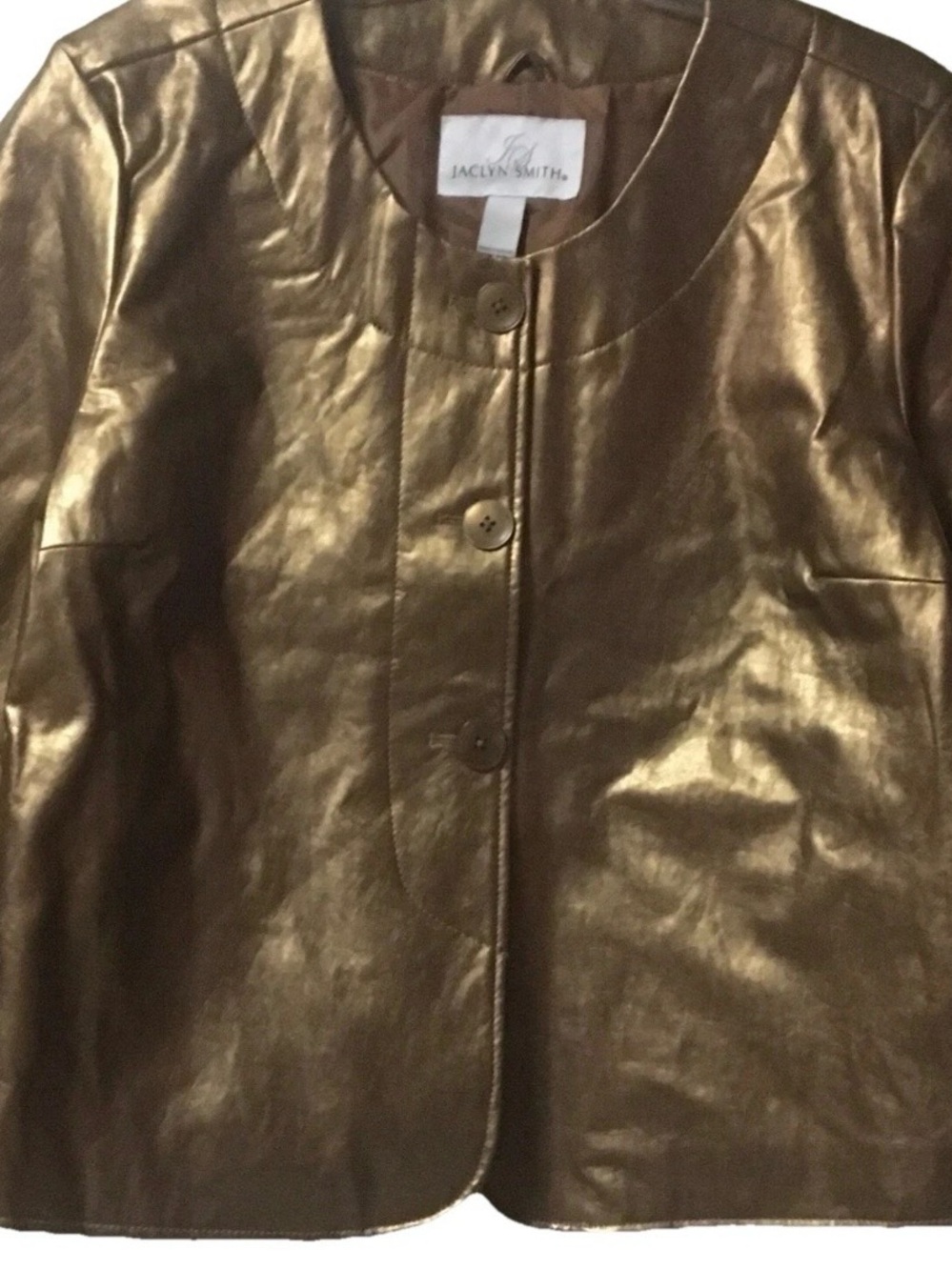 Jacklyn Smith ~ Women’s ~ Jacket ~ XL ~ Bronze ~Vintage ~Faux Leather ~Coat~Gold